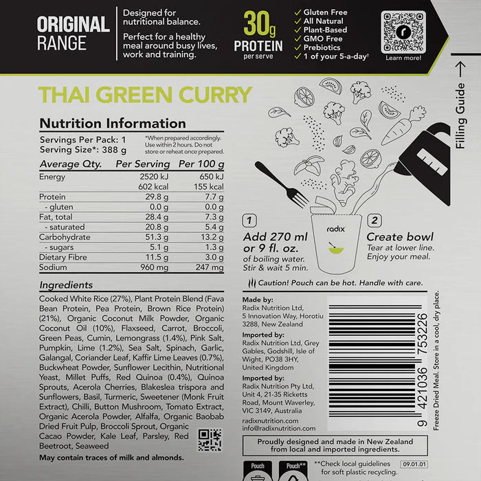 Load image into Gallery viewer, Radix Thai Green Curry Original 600Kcal V9.0
