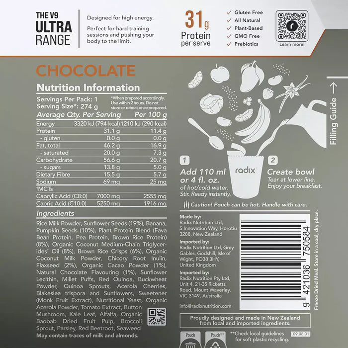 Load image into Gallery viewer, Radix Chocolate Ultra Breakfast 800Kcal v9.0