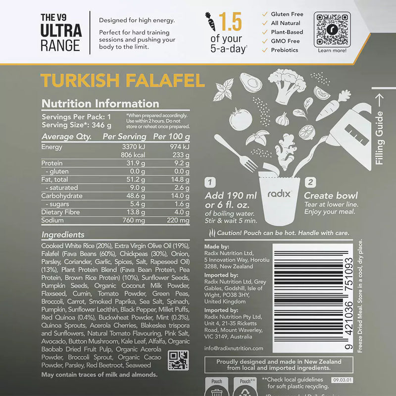 Load image into Gallery viewer, Radix Turkish Falafel Ultra Meal 800Kcal V9.0