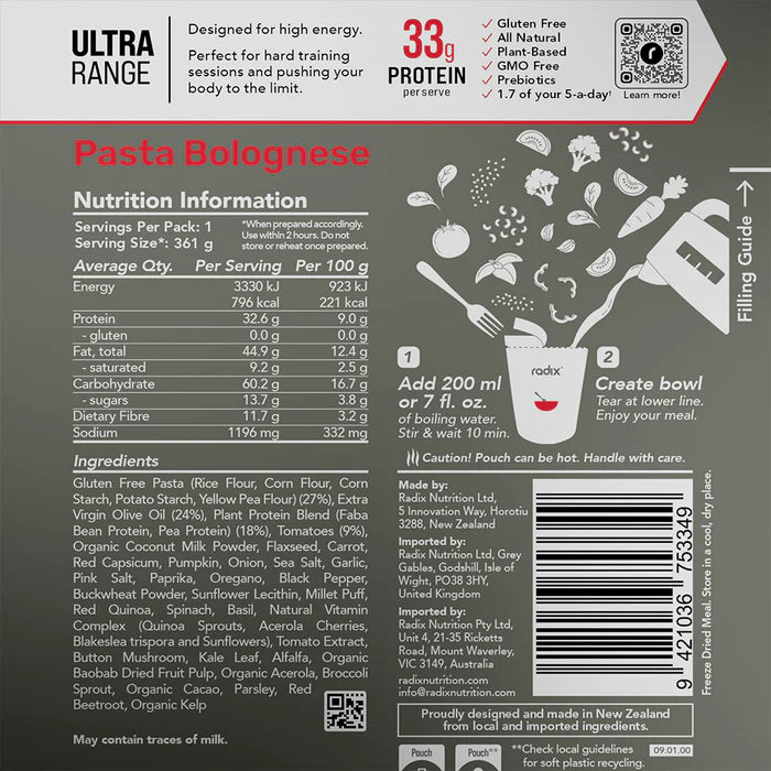 Load image into Gallery viewer, Radix Pasta Bolognaise Ultra Meal 800Kv9.0