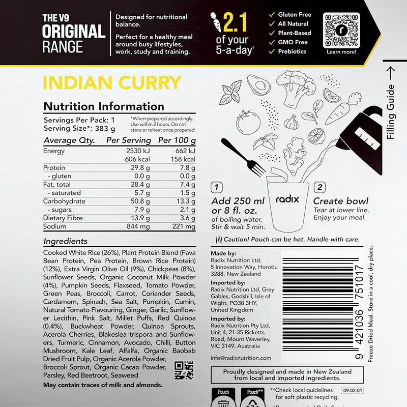 Load image into Gallery viewer, Radix Indian Curry Original 600Kcal V9.0

