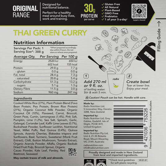 Radix Thai Green Curry Original 600Kcal V9.0