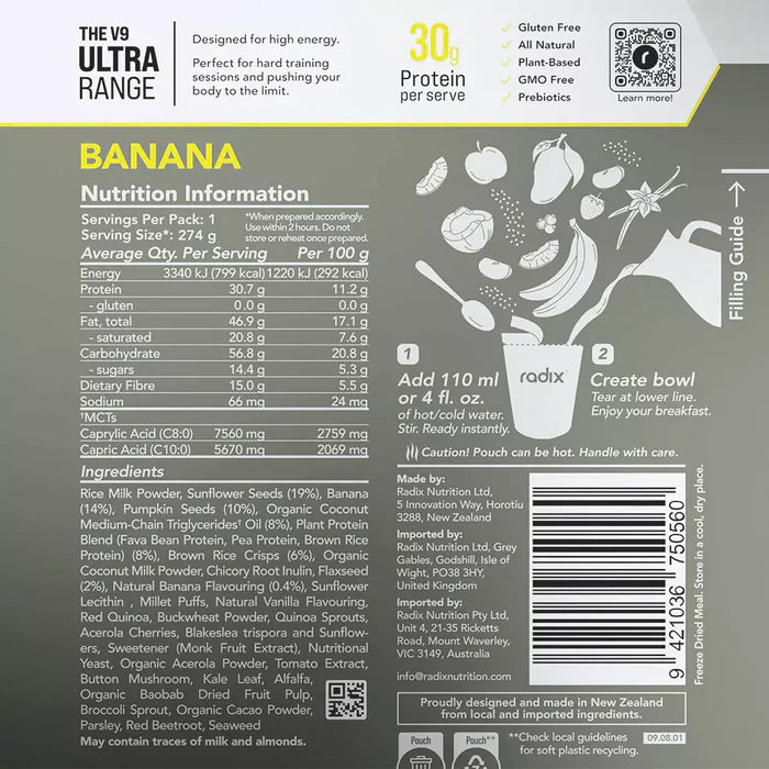 Load image into Gallery viewer, Radix Banana Ultra Breakfast 800Kcal v9.0
