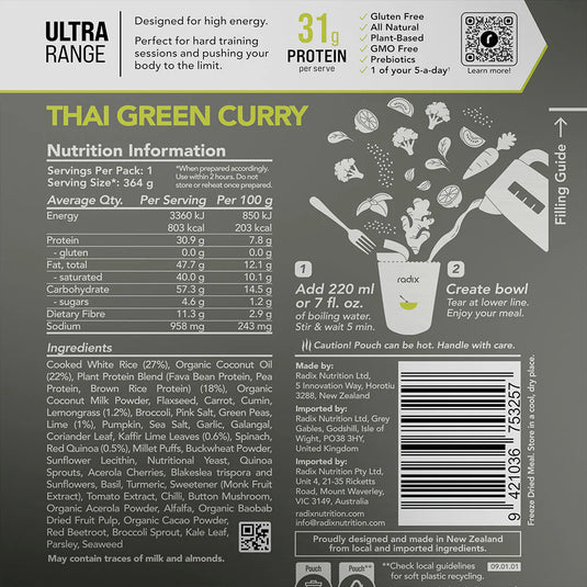 Radix Thai Green Curry Ultra Meal 800Kcal