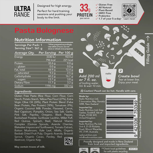 Radix Pasta Bolognaise Ultra Meal 800Kv9.0